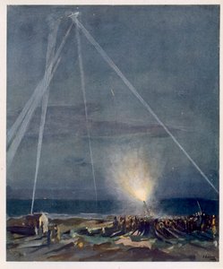 Een kustverdediging, uit Britse kunstenaars aan het front, voortzetting van het westelijk front, 1918